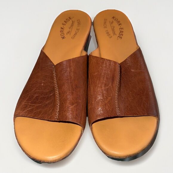 KORK-EASE Tutsi Brown Leather Slide Sandals Size 8 M Vintage - Picture 4 of 8